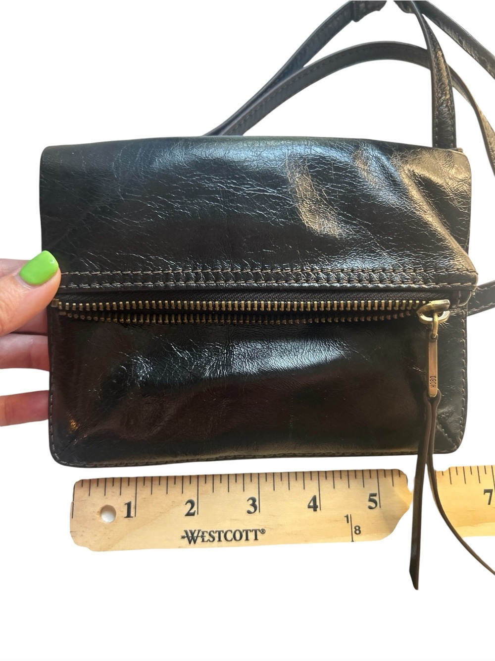Hobo Black Leather Crossbody Shoulder Clutch Bag - Compact Everyday Purse